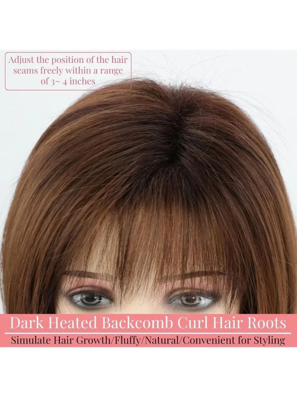 Women's Omber Brown 12 Inch Mid Length Heat Synthetic Straight Layered Bob Wigs